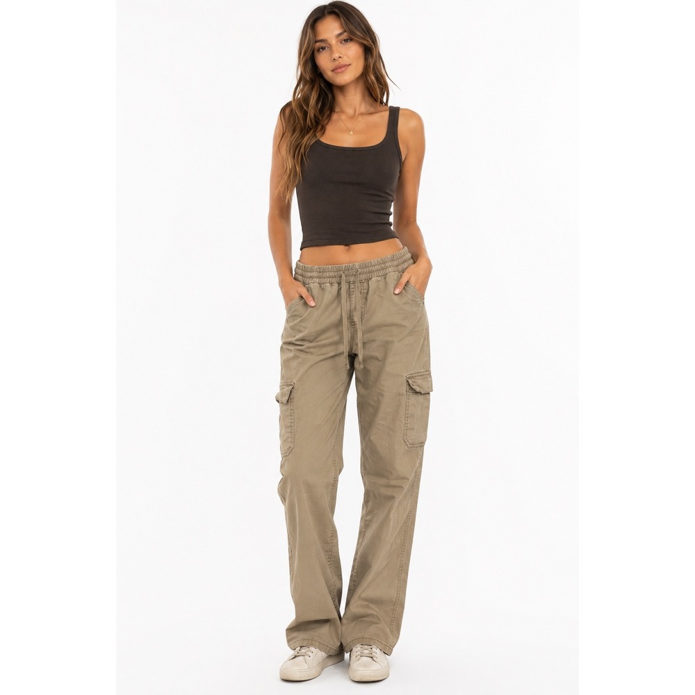 PrAna Cargo Pants Women Small Tan Khaki Elastic Waist Slim Jogger Gorpcore